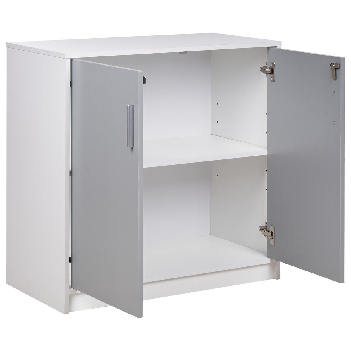 AKTENSCHRANK hellgrau/weiß 80 cm 2 Türen Zehna - Weiß/Grau, Holzwerkstoff (80/80/40cm) - Beliani