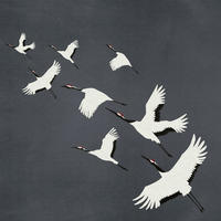 FOTOTAPETE Kraniche 300 x 300 cm - Grau, Papier (300/300cm) - Origin Wallcoverings
