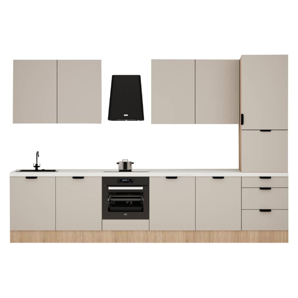 KÜCHENZEILE 360 cm - Sorento KS8-M360 - in Beige / Sonoma Eiche - Beige/Sonoma Eiche, Holz (360/247/52cm)