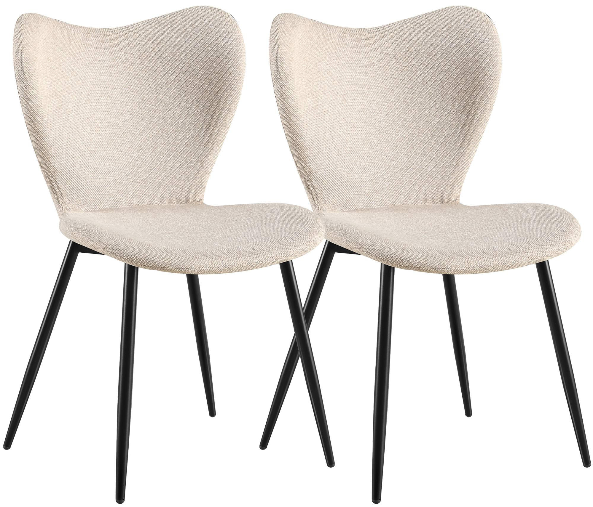 ESSZIMMERSTUHL 2 Stoff Creme - Creme/Schwarz, Textil/Metall (50/80/58cm) - CLP