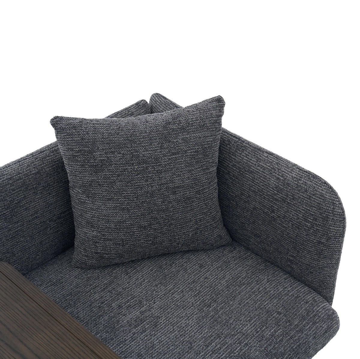 SESSEL 86/72/71 cm dunkelgrau aus Chenille mit Beistelltisch - Dunkelgrau, Textil (72/71/86cm) - OKWISH