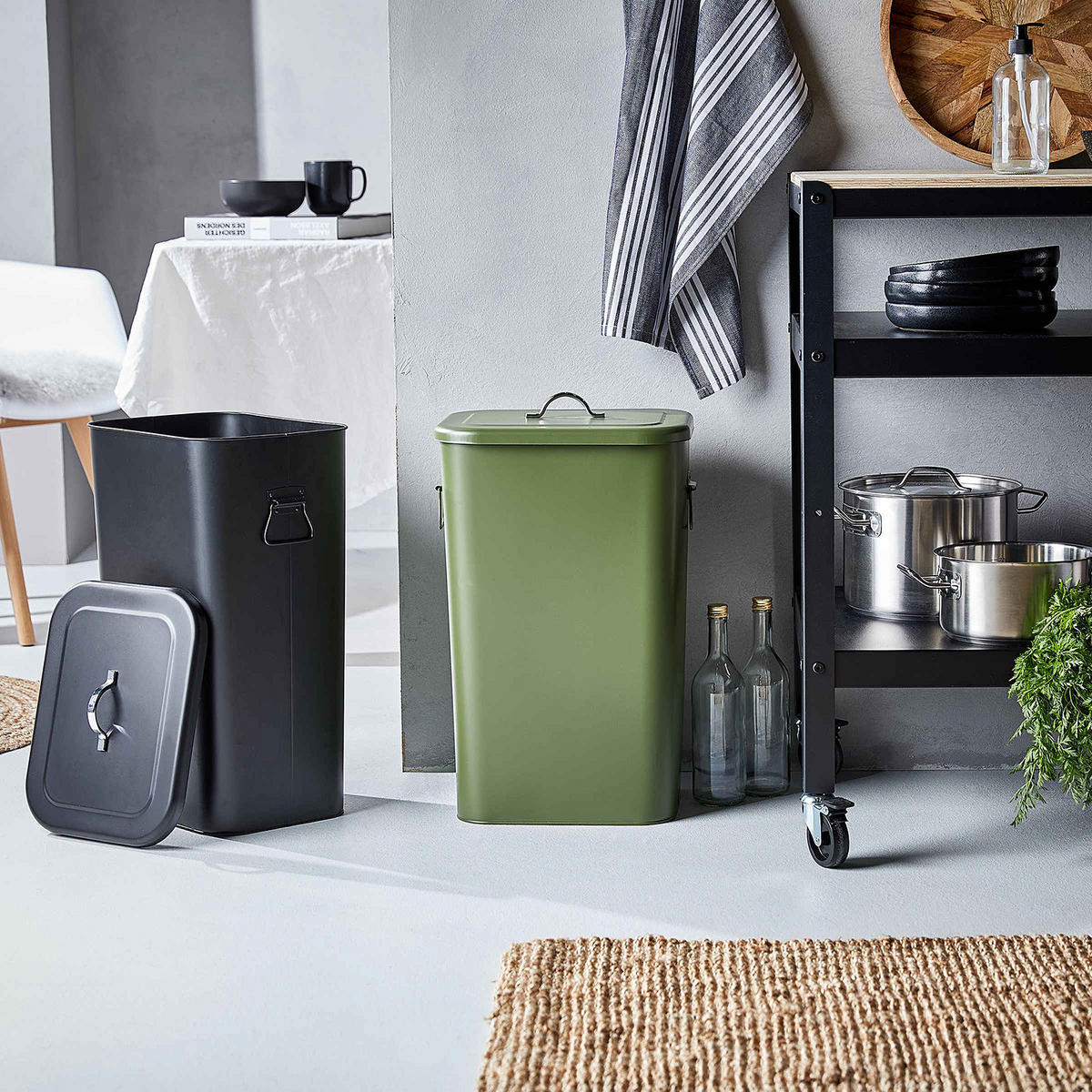 MÜLLEIMER Binster - Schwarz, Metall (34/58/28cm) - Butlers
