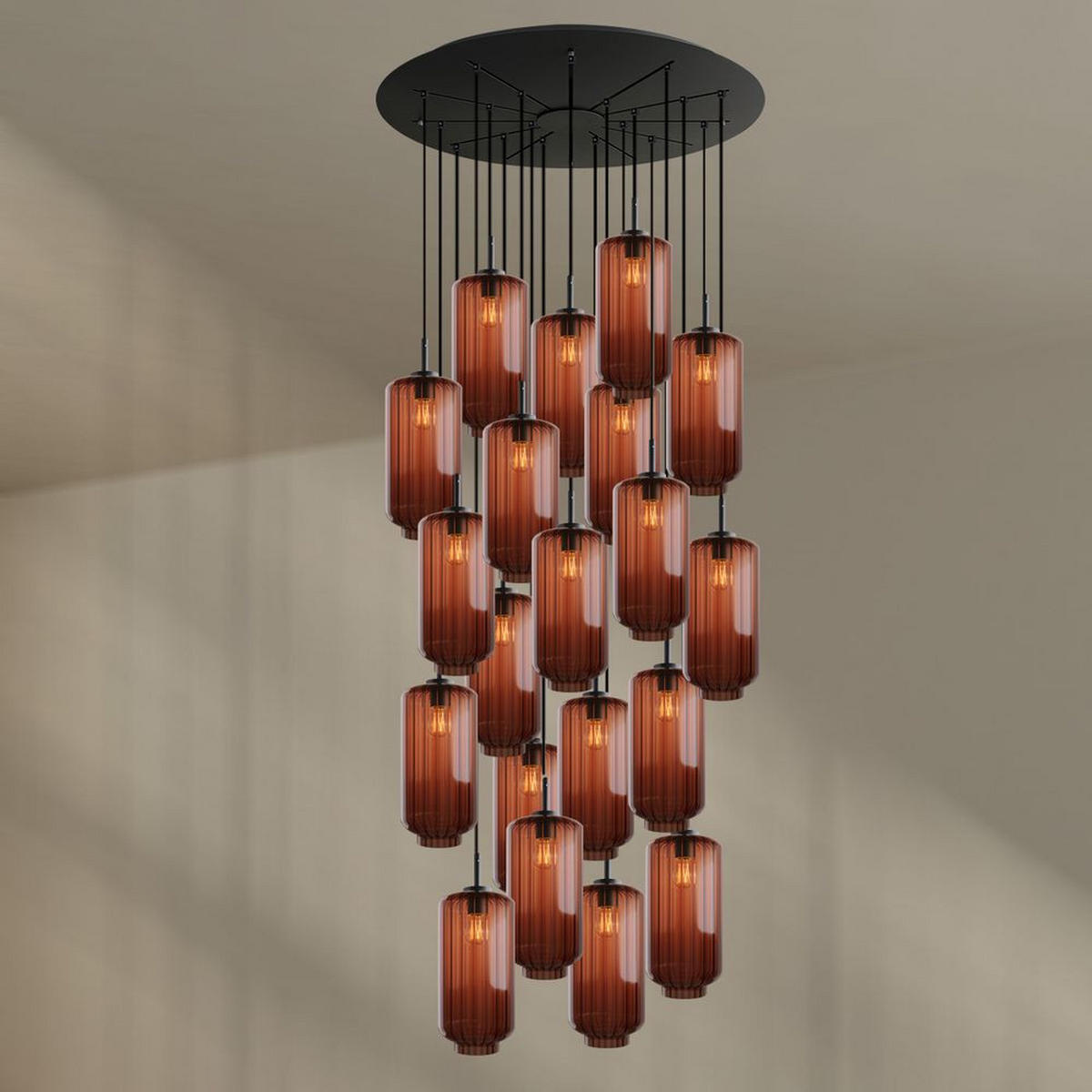 GALERIELEUCHTE Velo 20-flammig Braun Ø 18cm - Schwarz/Braun, Glas (18/18/33cm) - s.luce