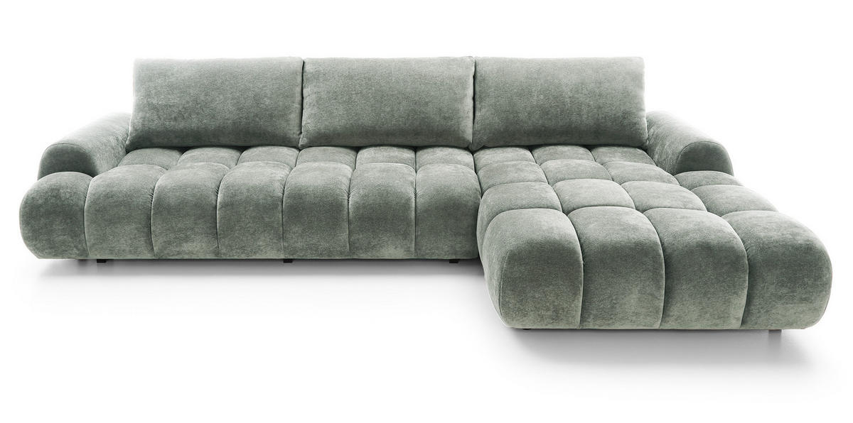 ECKSOFA 340 cm Valerio II, Schlaffunktion, Bettkasten, Rechts, Hellgrau - Hellgrau, Holz (177/340cm) - Emporius
