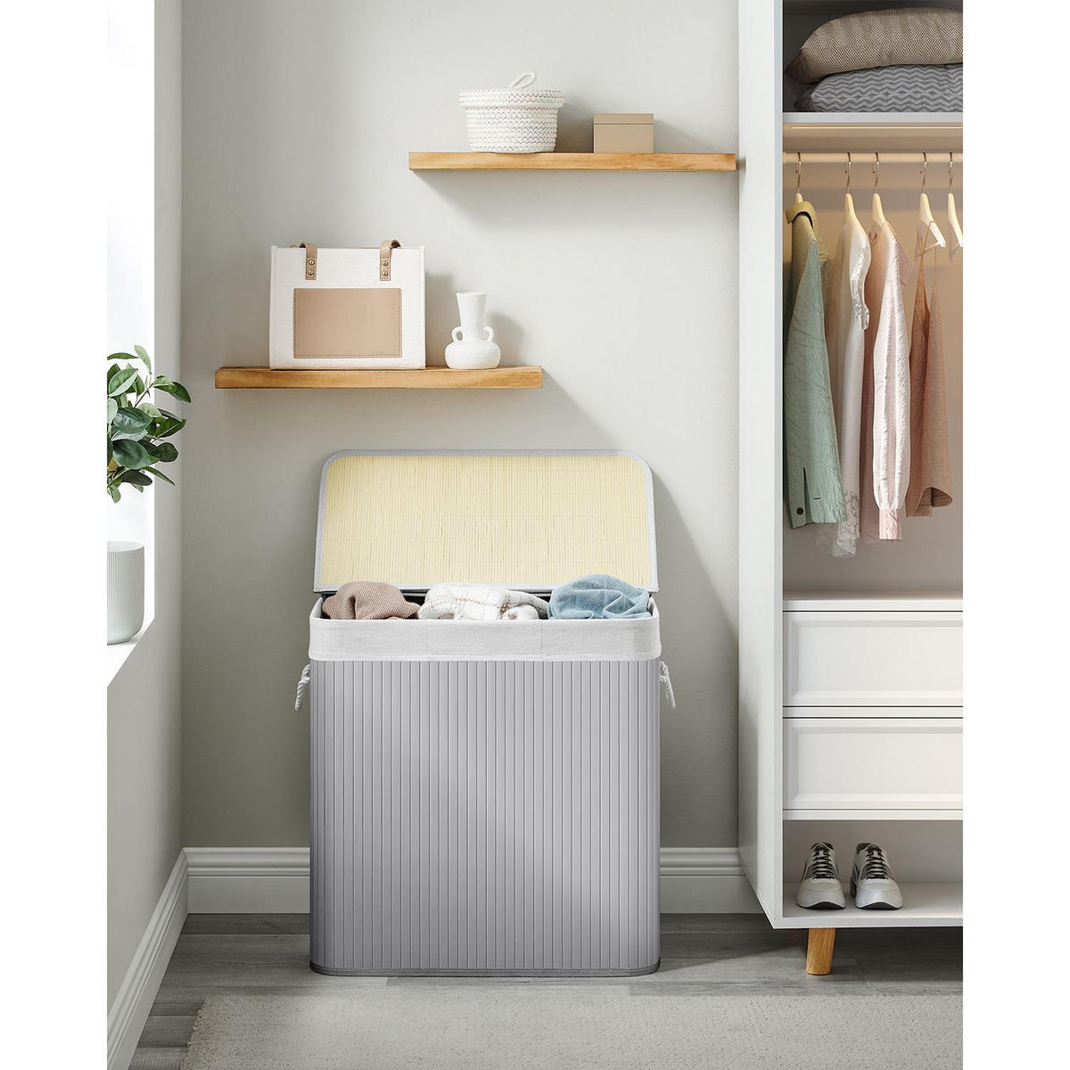 WÄSCHEKORB Cairo - Grau, Holzwerkstoff (40/61.5/60cm) - Hansiro