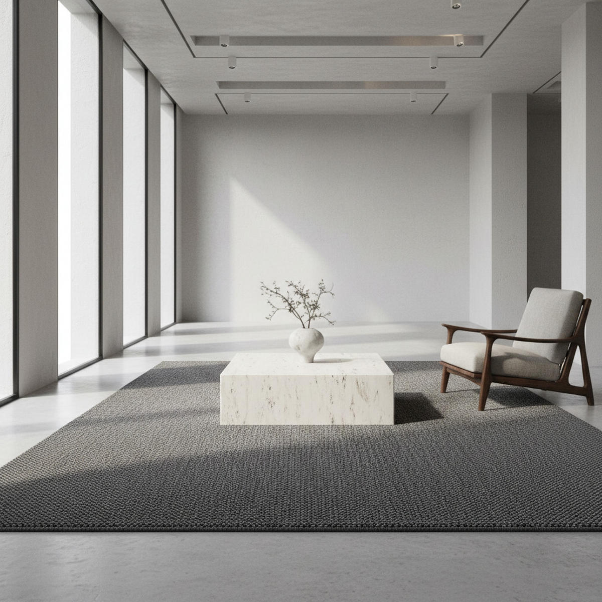 TEPPICH Kurzflor Flachgewebe Uni-Design Polypropylen Wohnzimmer Grau Rechteckig 240x340 - Grau, Textil (240/340cm) - KADIMA DESIGN