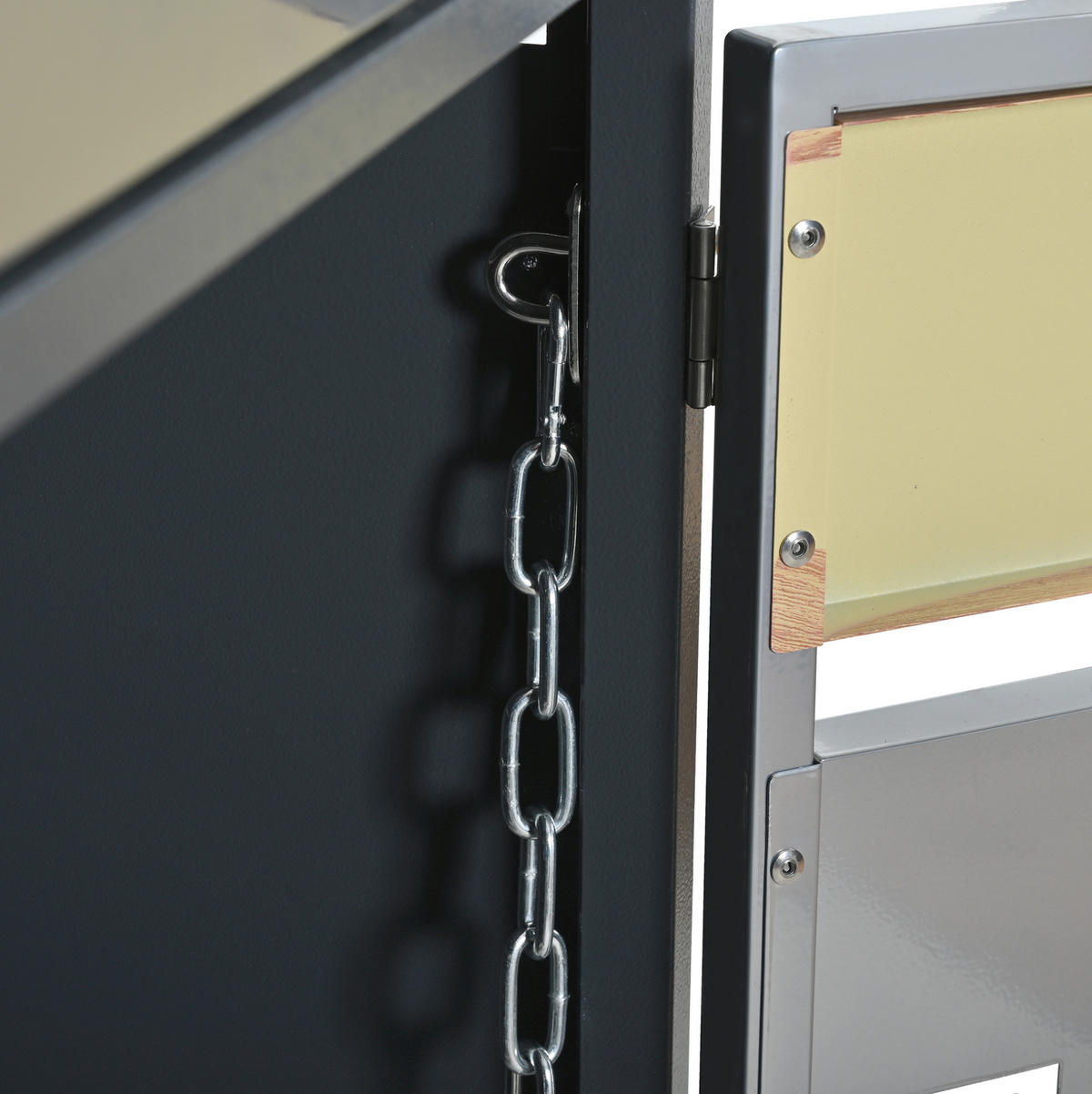 MÜLLTONNENBOX aus Stahl in Grau Holzoptik mit Pflanztrog & Belüftung - Grau, Metall (132/124.5/80cm) - Modfu