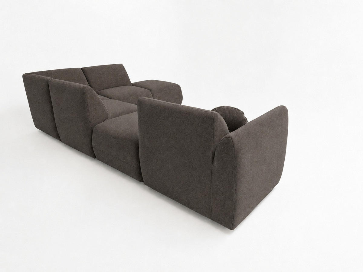 ECKSOFA Cordoba Modulares Links Braun - Braun, Textil (352/244cm) - KS Home Concept