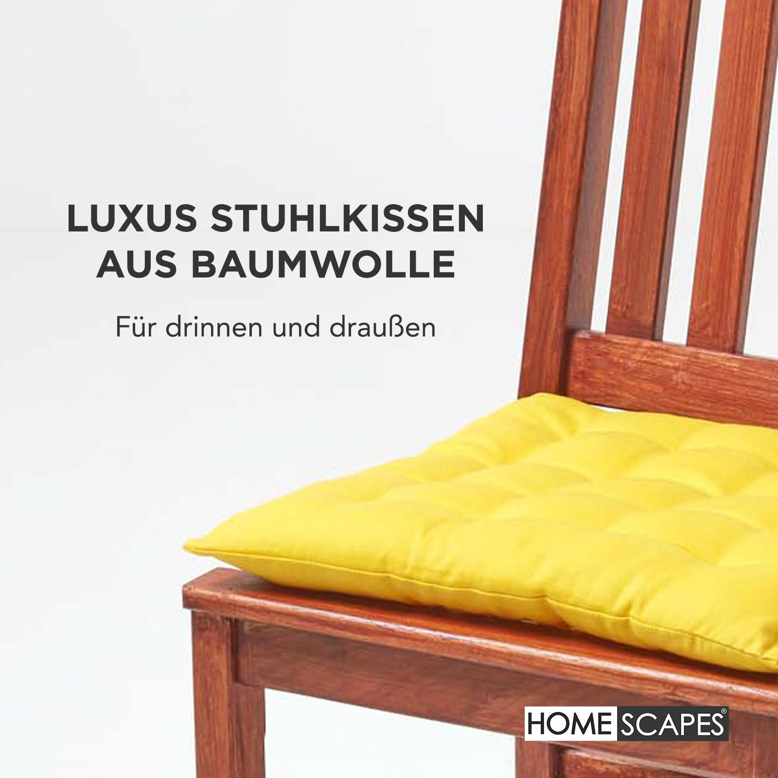 STUHLKISSEN 4er-Set gelb 40/40/6,5 cm - Gelb, Textil (40/40/6.5cm) - Homescapes