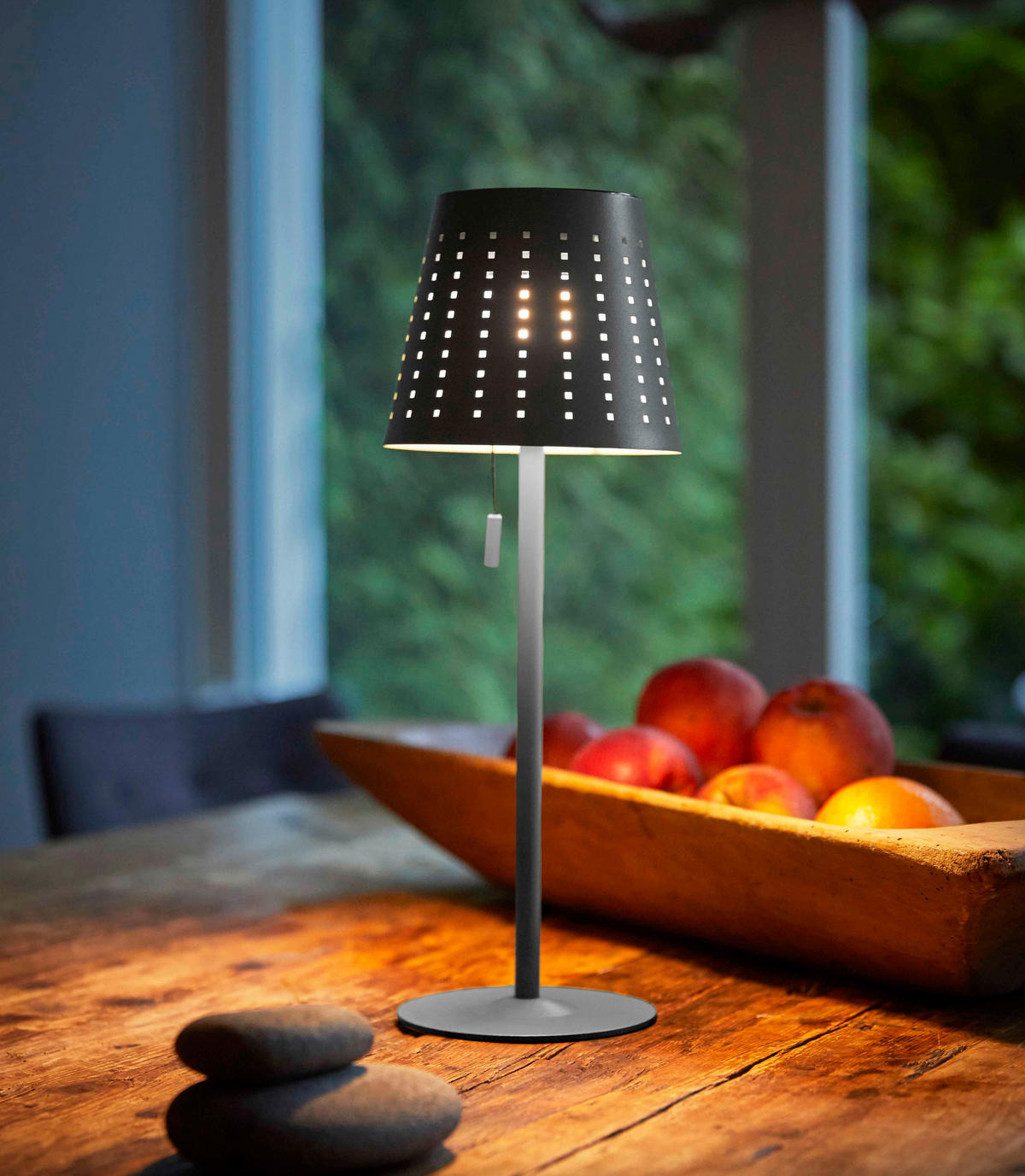 LED-SOLAR-TISCHLEUCHTE - grau, wiederaufladbar mit Dimmfunktion für Innen und Außen - Grau, Metall (24.5/50/24.5cm) - Northpoint