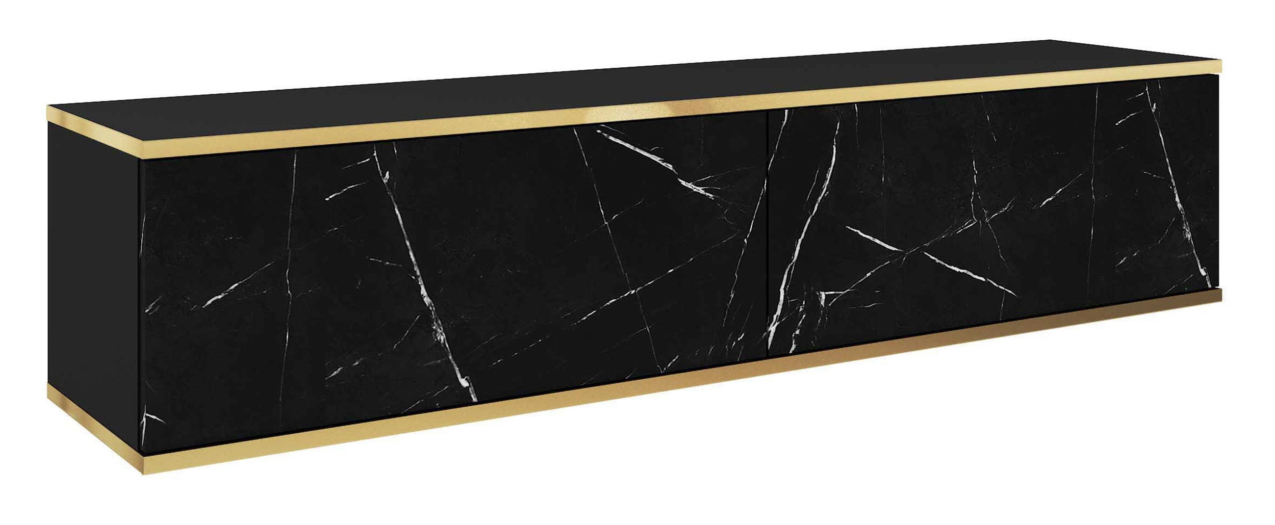 TV-HÄNGEBOARD Mucalma Schwarze Marmoroptik 135 cm - Goldfarben/Schwarz, Holzwerkstoff (135/30/32cm) - Selsey