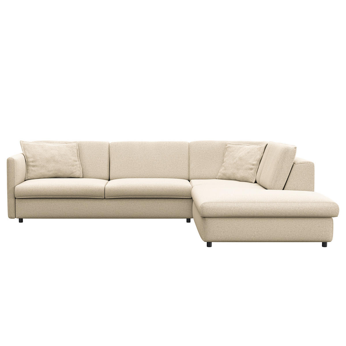 ECKSOFA mit Ottomane - Creme/Schwarz, Kunststoff/Textil (328/272cm) - home24