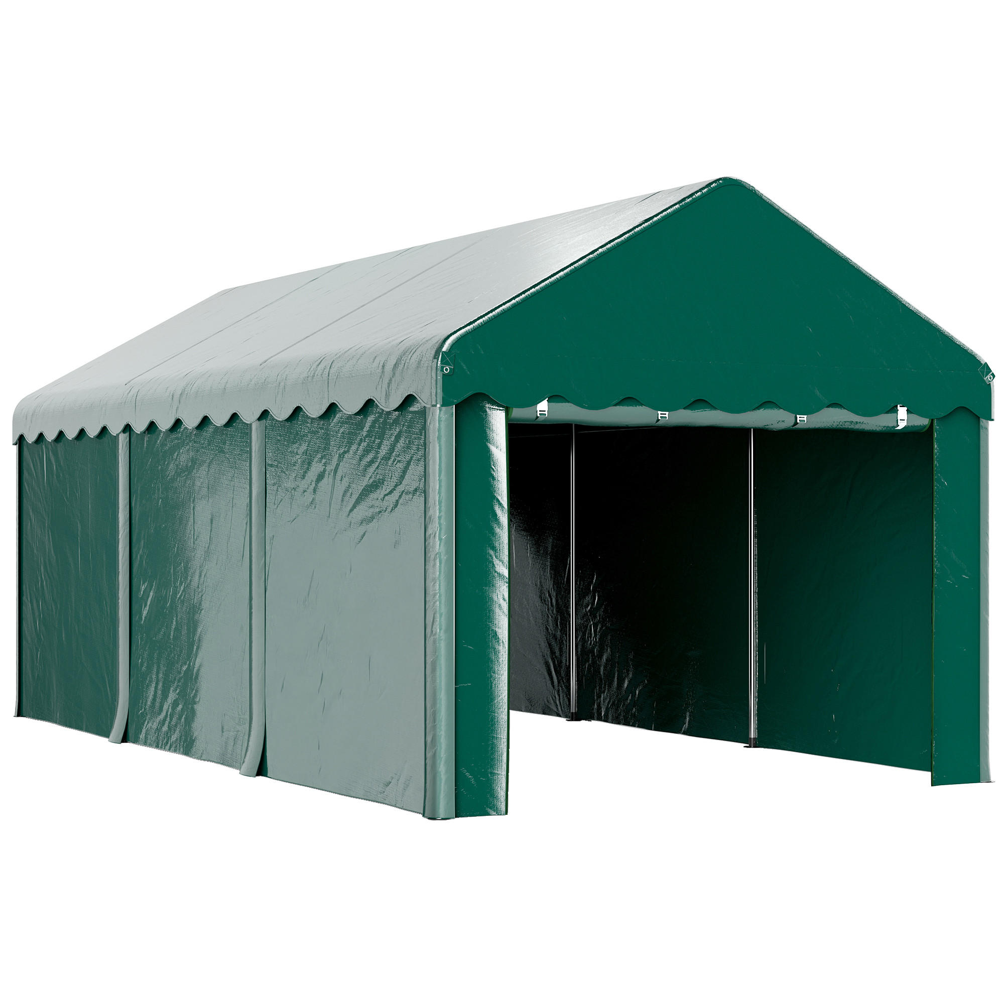 FAHRRADGARAGE DE-16852 3x6m mit 2 Rolltüren Grün - Grün, Metall (300/280/594cm) - ComfortXL