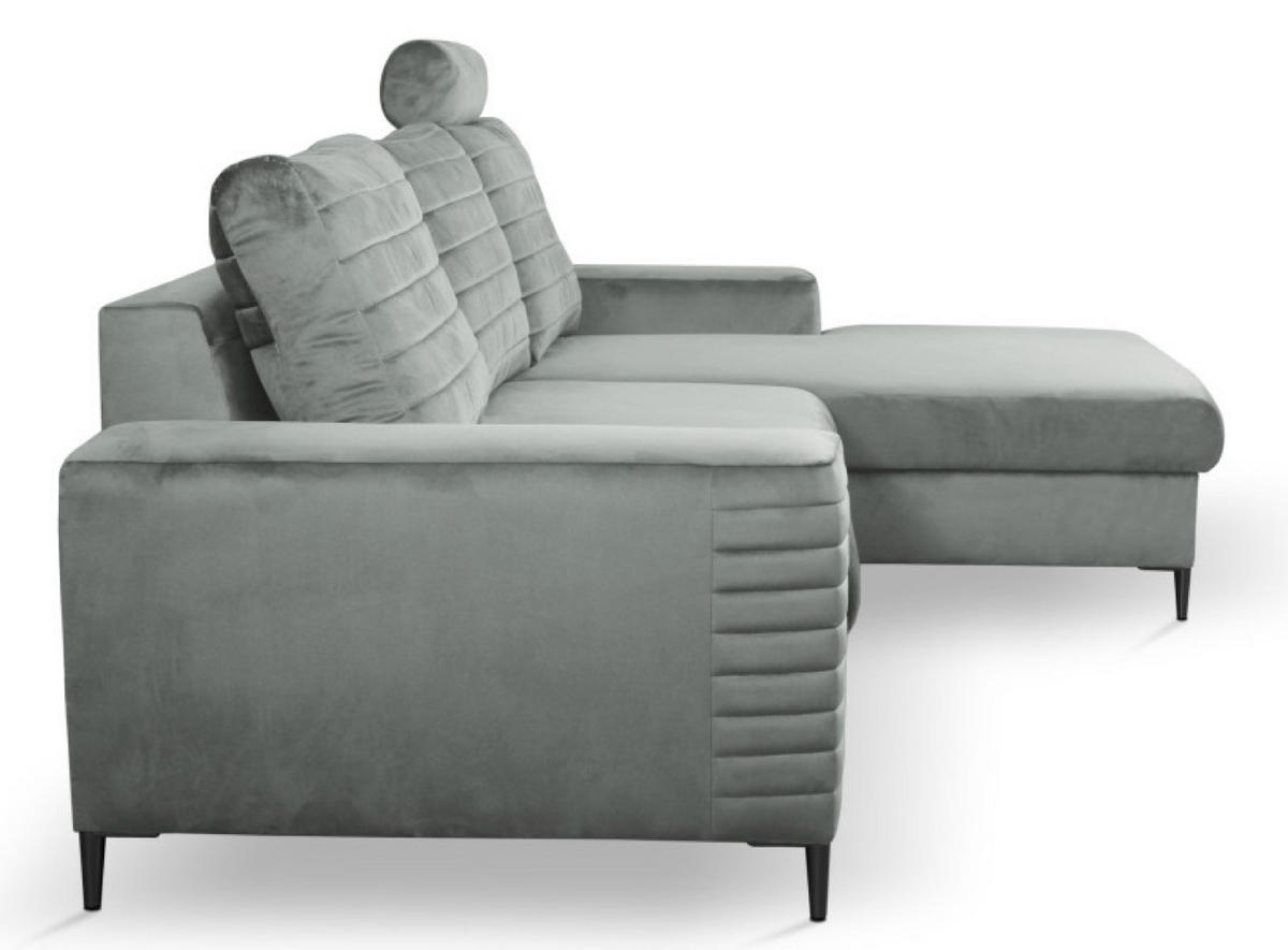 ECKSOFA Grau OLI Ausziehbar Mit Kopfstütze Und Bettkasten Rechts - Grau, Textil (165/253cm) - Sepro Meble
