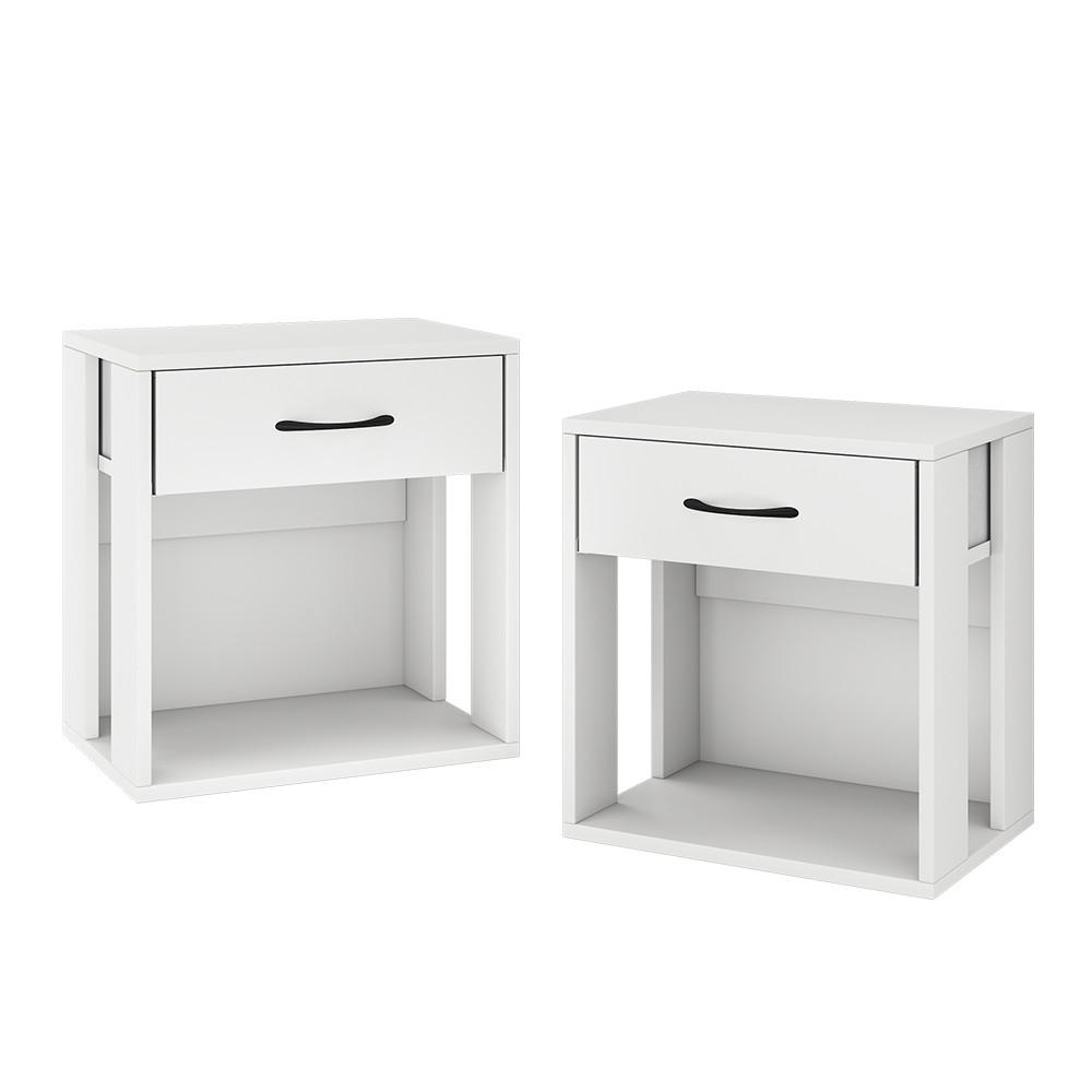 NACHTTISCH Virela Weiß 39 x 41 cm 2er Set - Weiß, Holzwerkstoff (39/41/28cm) - Vicco