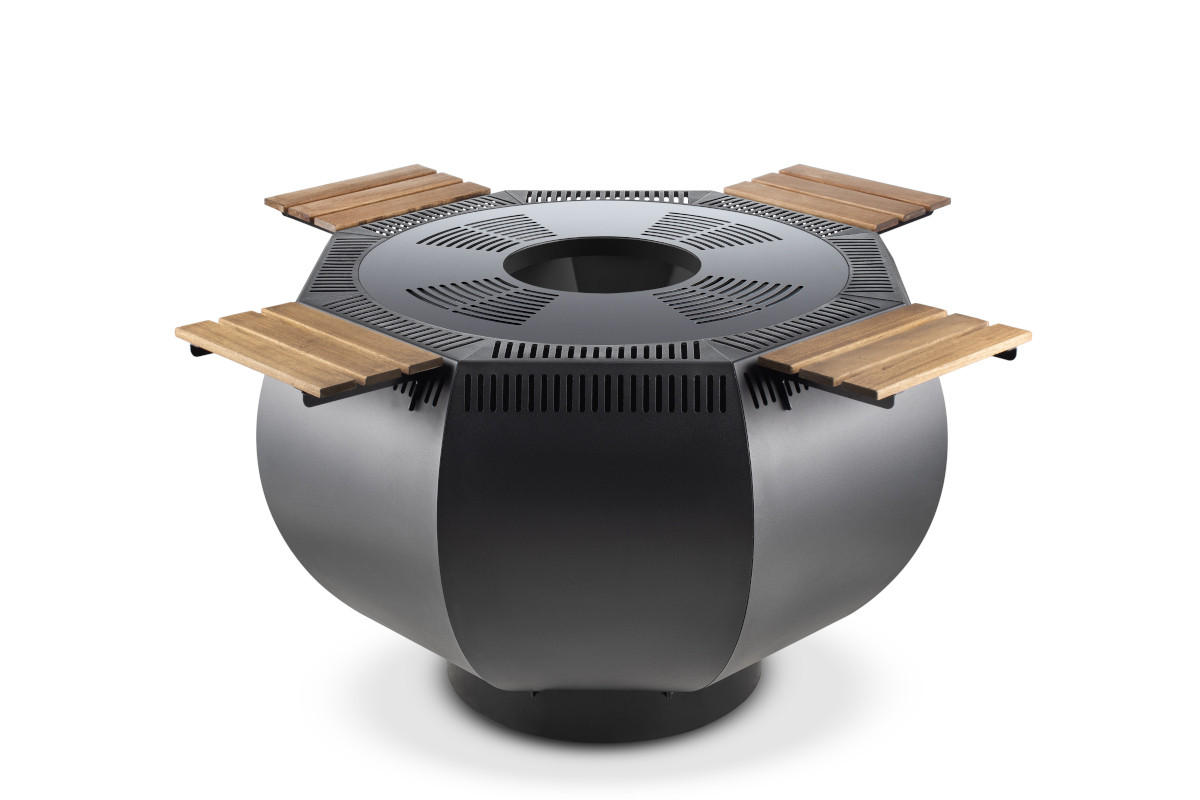 FEUERSCHALE mit Grillring WOX Schwarz 115 x 115 x 80 cm 110 kg pulverbeschichtet - Schwarz, Metall (115/80/115cm) - The Favilla