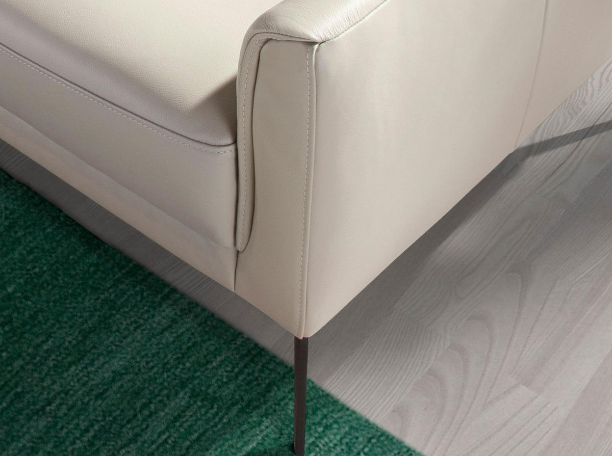 SOFA 3-Sitzer Sofa aus Leder taupe grau 192/88/87 cm - Dunkelgrau/Schwarz, Leder (192/87/88cm) - ANGEL CERDA