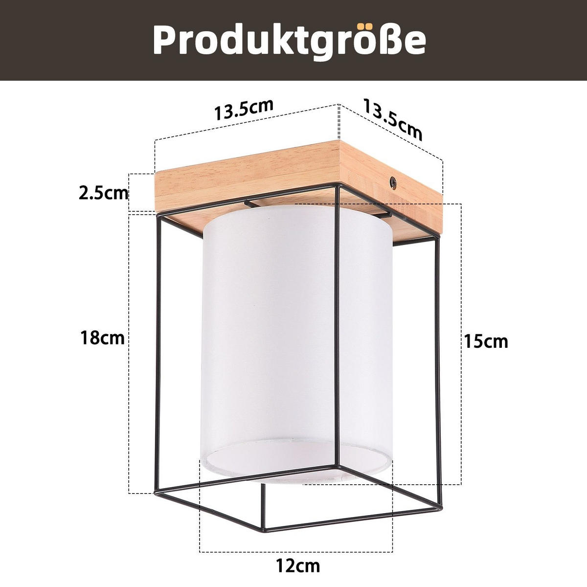 DECKENLEUCHTE Manzo 13.5/13.5/21 cm - Schwarz, Metall (13.5/13.5/21cm) - Nettlife
