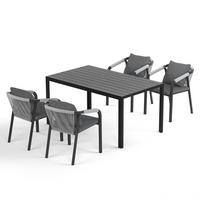 GARTENESSGRUPPE - 5-teilig - Aluminium / Olefin - Anthrazit / Grau - Schwarz/Grau, Holzwerkstoff/Kunststoff - home24