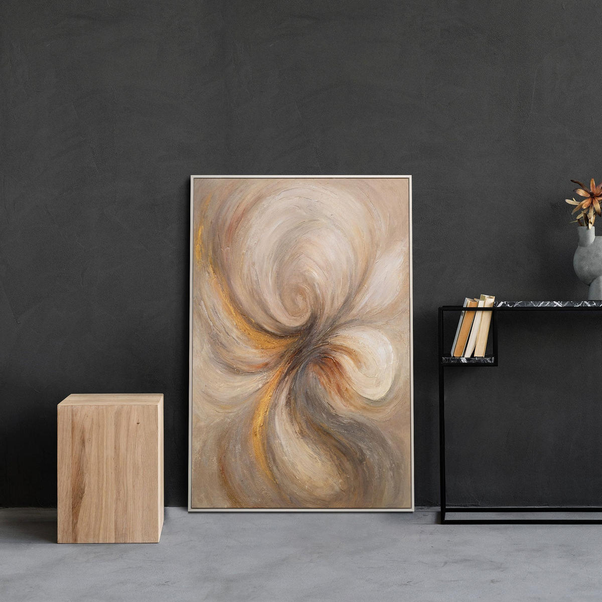 GEMÄLDE Energie des Stroms Schattenfugenrahmen Eichefarben 120x80 cm - Eichefarben, Holz (120/80cm) - YS-art gallery