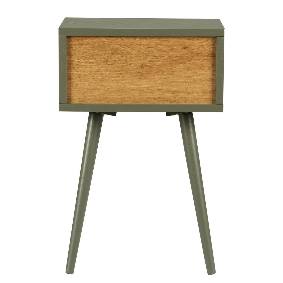 NACHTTISCH - Teilmassivholz - Olivgrün, Eichenholz/Holz (40/61/30cm) - home24