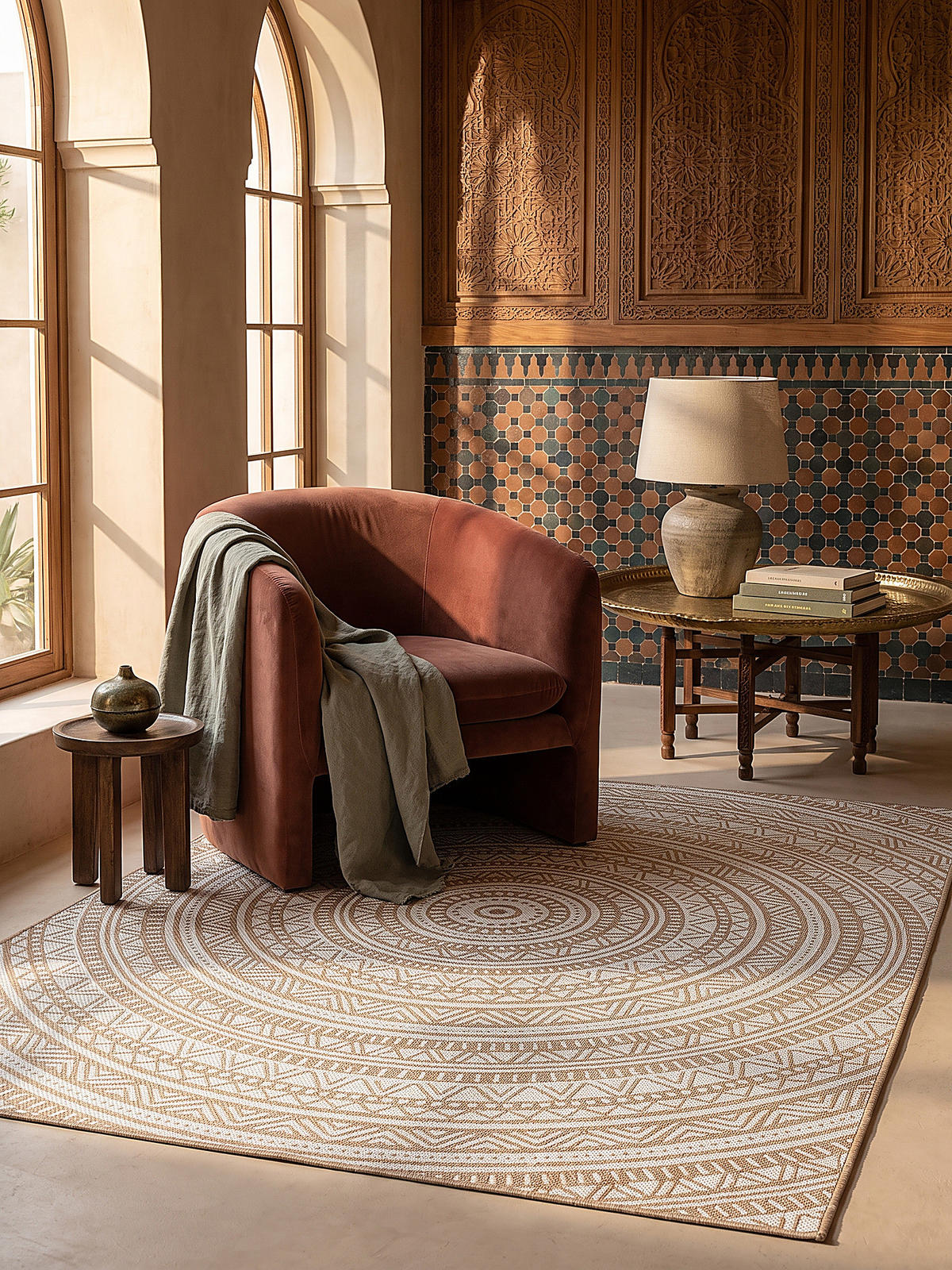FLACHWEBTEPPICH Orientalisch BORNO Polypropylen Natur 140 x 200 cm - Beige, Textil (140/200cm) - KADIMA DESIGN