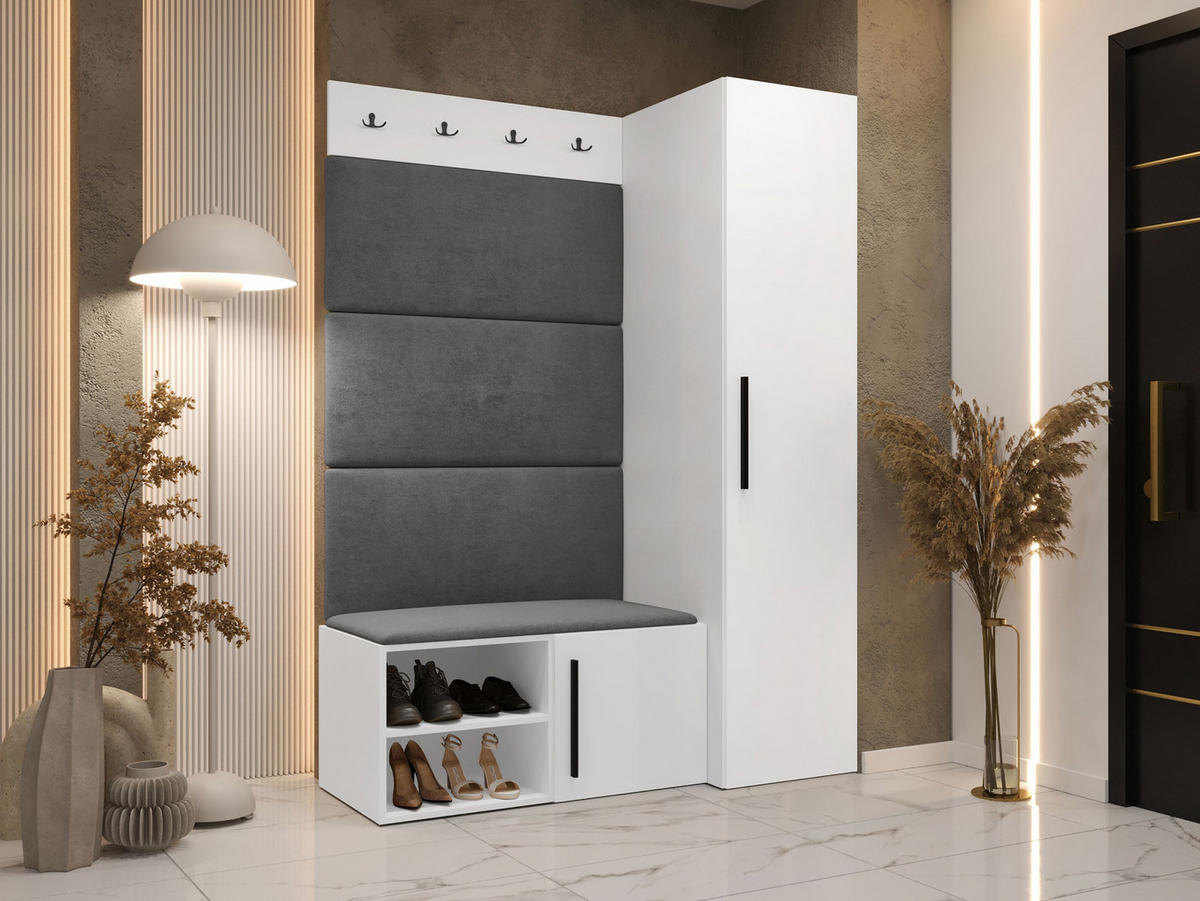 GARDEROBEN-SET Medi II - Schwarz/Weiß, Holzwerkstoff/Kunststoff (40/191/50cm) - MIRJAN24