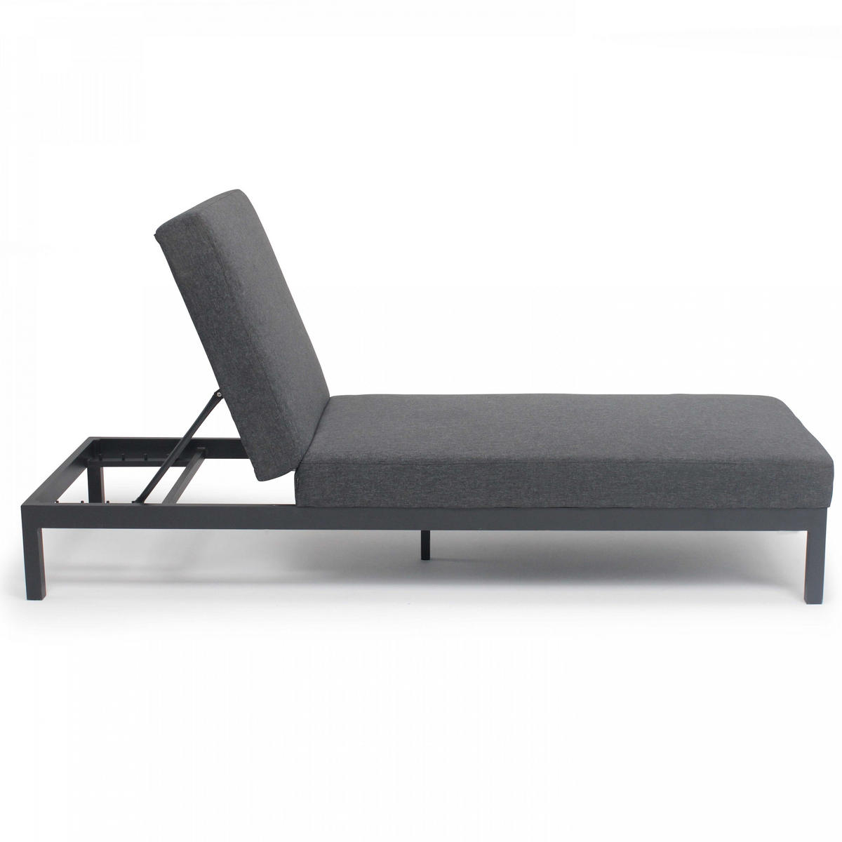 SONNENLIEGE, Grau - Grau, Metall (75/74/202cm) - Oviala