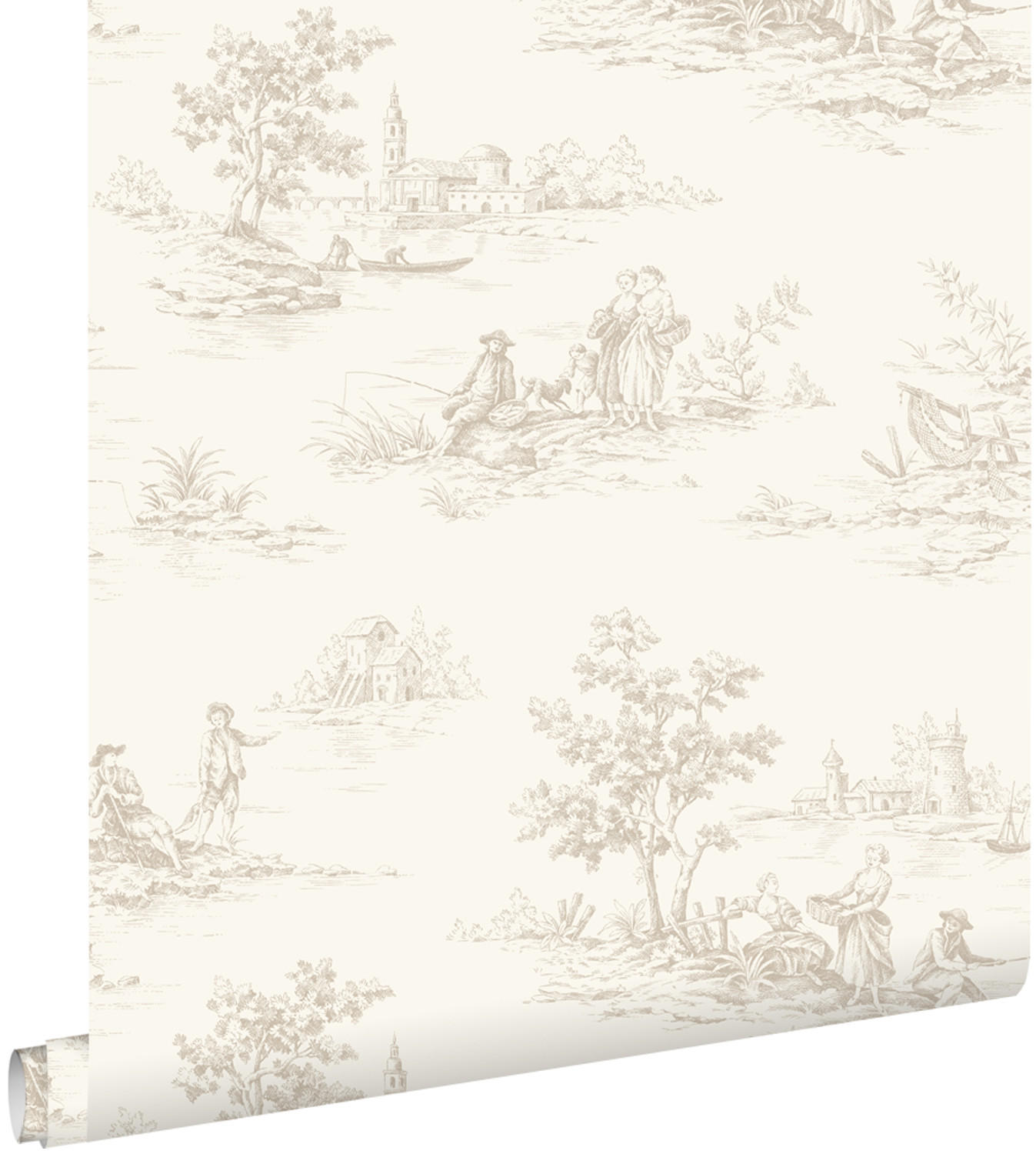TAPETE Toile de Jouy 50 x 900 cm - Weiß, Papier (50/900cm) - ESTAhome