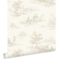 TAPETE Toile de Jouy 50 x 900 cm - Weiß, Papier (50/900cm) - ESTAhome