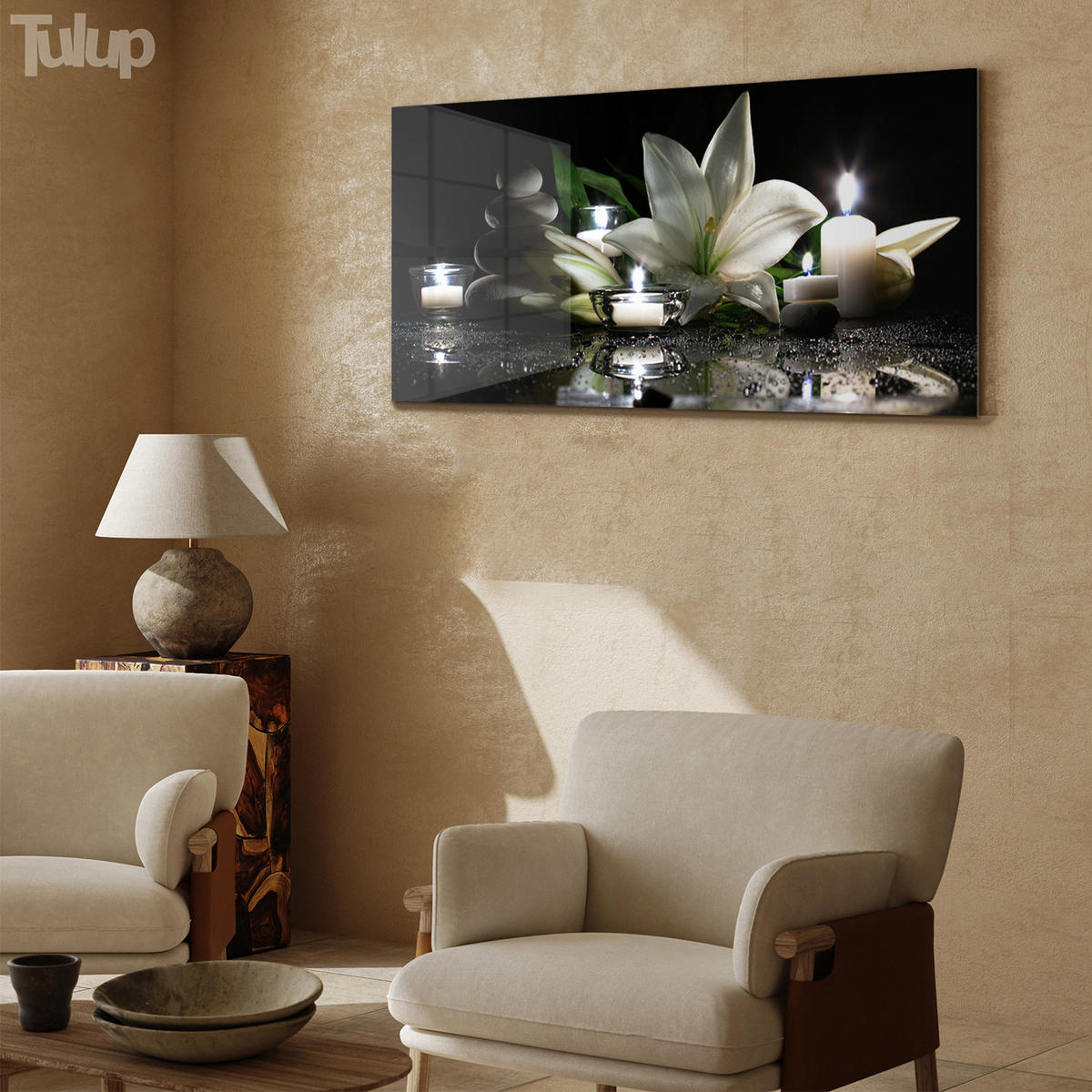 GLASBILD 120x60 cm Lilienblume - Smaragdgrün/Schwarz, Glas (120/60cm) - TULUP