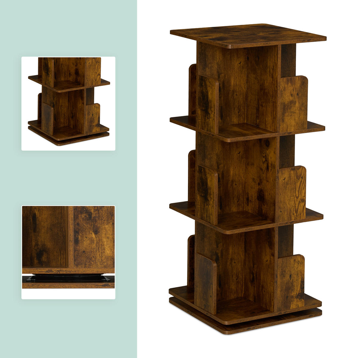 BÜCHERREGAL - Braun, Holzwerkstoff/Metall (39/95/39cm) - Relaxdays