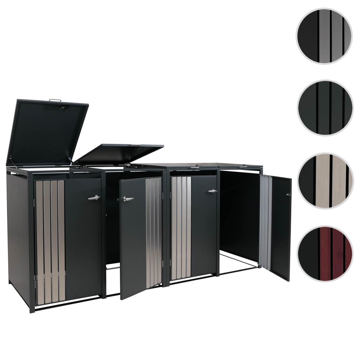 4ER-MÜLLTONNENVERKLEIDUNG Anthrazit, Silber - Anthrazit/Silberfarben, Metall (264/122/84cm) - MCW