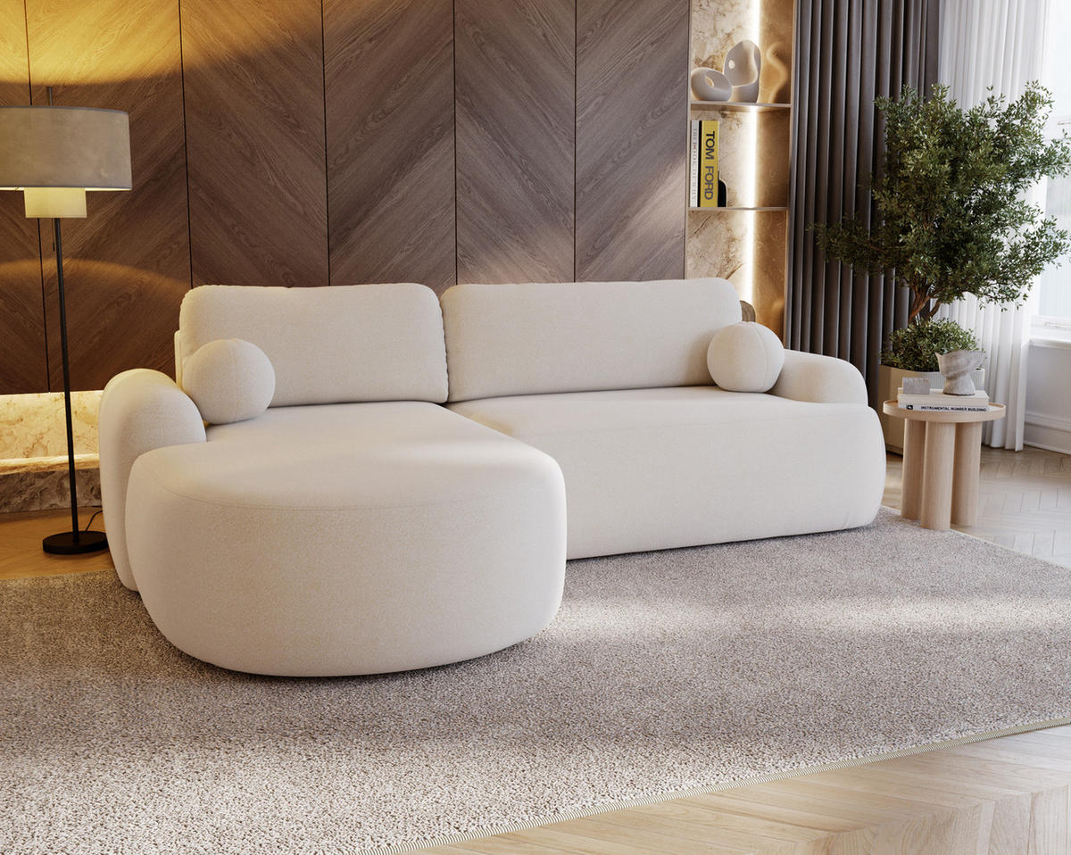 ECKSOFA DION ECRU L - Links - Ecru, Textil (261/177cm) - Luxkor24