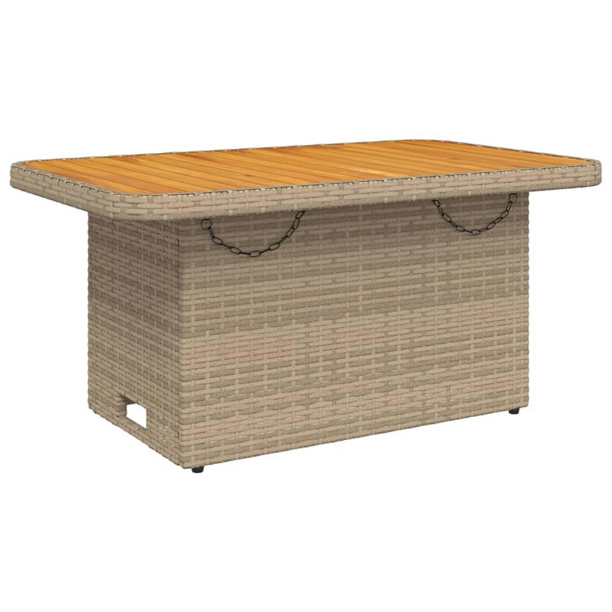 GARTENTISCH Beige 90/55/71 Cm Poly Rattan Und Akazienholz - Beige, Kunststoff (90/55/71cm) - vidaXL