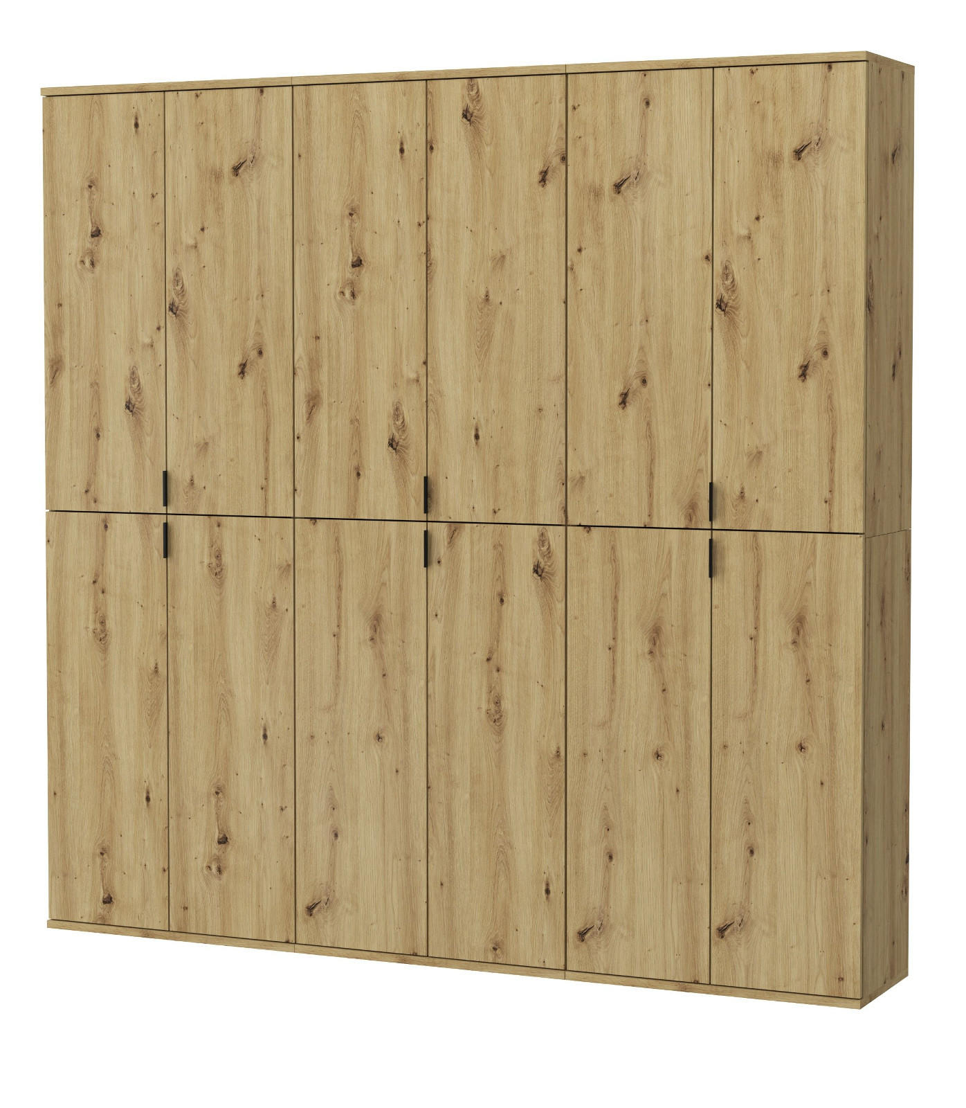 GARDEROBENSCHRANK Eiche Artisan 183 cm, Flurschrank mit 12 Türen - Schwarz/Eiche Artisan, Holzwerkstoff/Kunststoff (183/193/34cm) - Inn.Furn