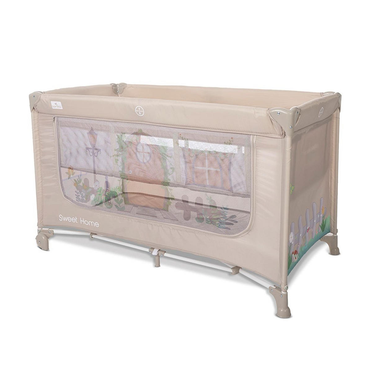 REISEBETT Sweet Home 2 Ebenen beige mit Dach faltbar Räder Matratze Tasche - Beige, Kunststoff (120/60cm) - Lorelli