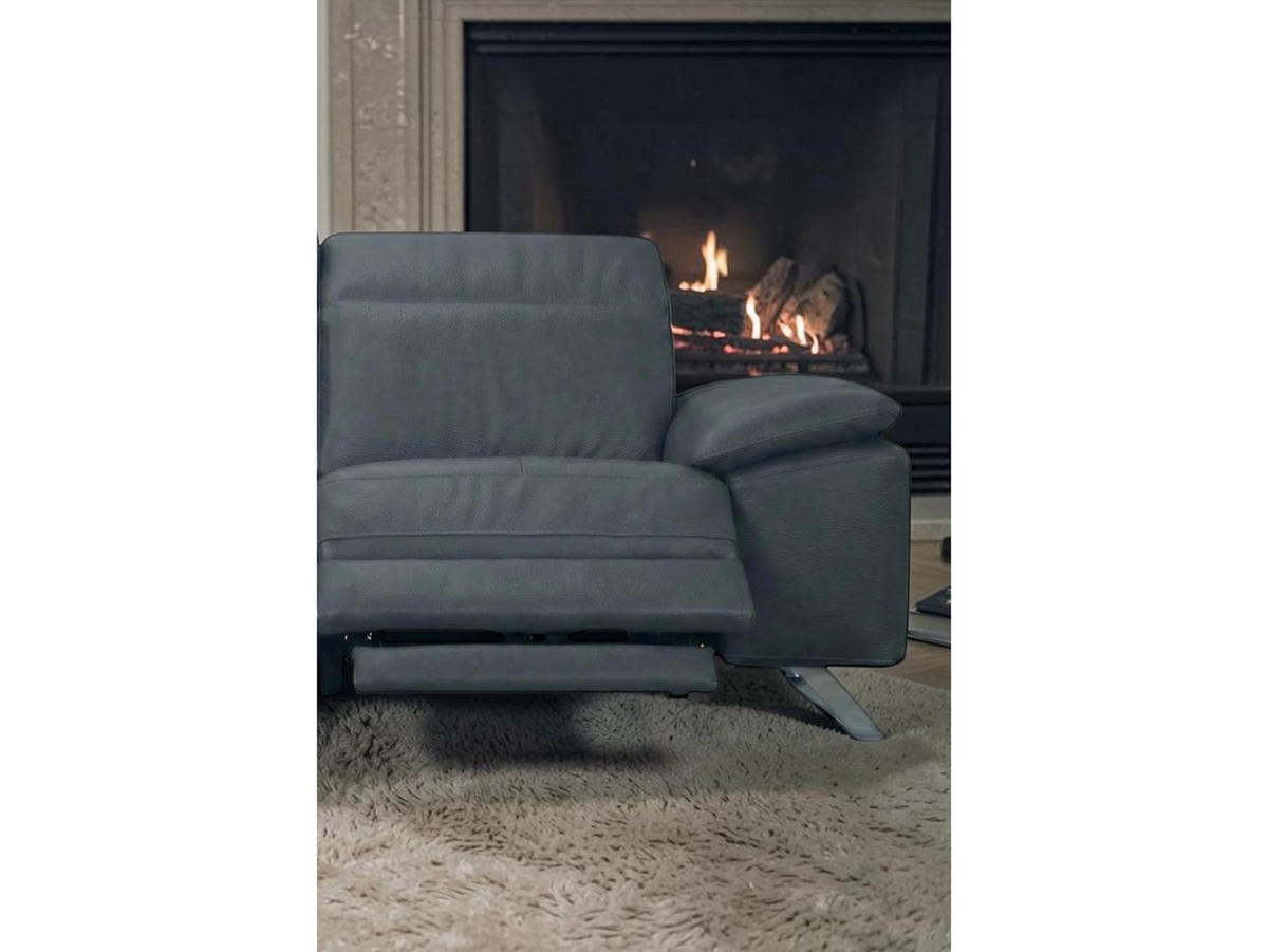 3-SITZER Sofa Genius Echtleder mit 1 x Relaxfunktion Anthrazit - Anthrazit, Leder/Metall (220/80/104cm)