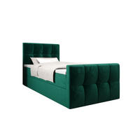BOXBETT MANHATTAN mit Matratze H3, Bonell und Topper 100x200 Monolith 37 - Grün, Textil (100/200cm) - Bedante