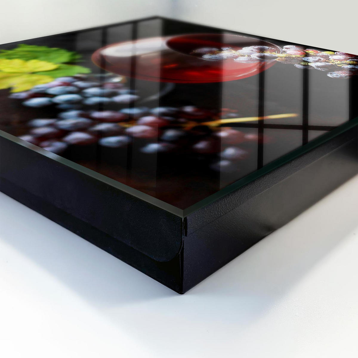 SCHLÜSSELBOX Schwarz 30x30 cm- Türöffnung nach rechts - Weintrauben - Rot, Metall (30/30/5cm) - TULUP