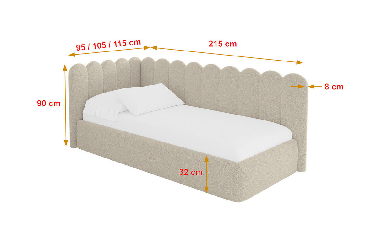 EINZELLBETT Jugendbett mit Bettkasten, Rechts - ARTY 90x200 Dunkelbeige - Taupe, Holzwerkstoff/Textil (90/200cm) - ALTDECOR