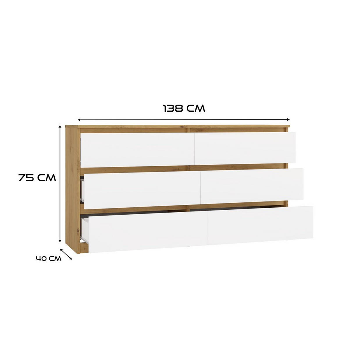 KOMMODE Anthrazit, Weiß 138/75/40 - Anthrazit/Weiß, Holzwerkstoff (138/75/40cm) - RAUMHIRSCH FURNITURE