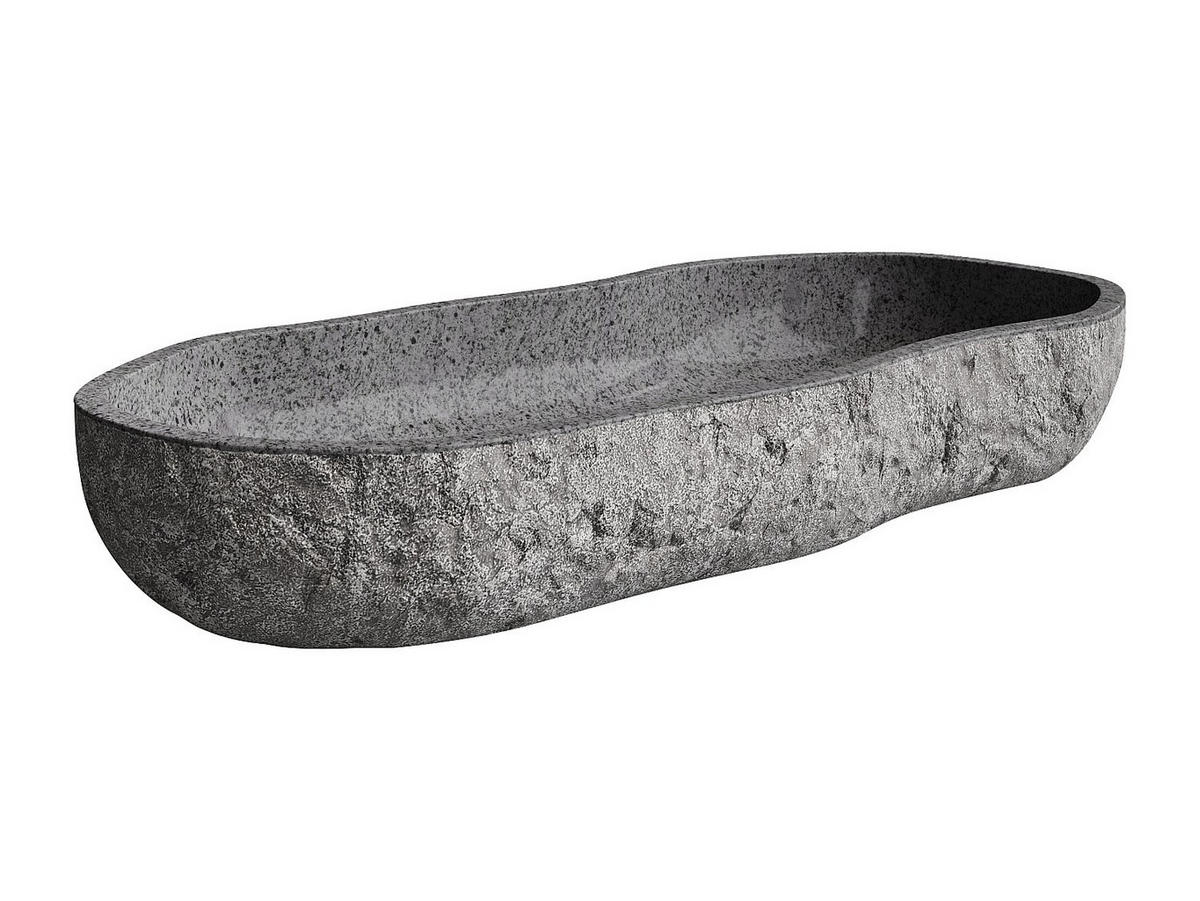 AUFSATZWASCHBECKEN - 90 cm, 105 cm x 30 cm, 48 cm - Stein - Grau - PIEDRI - Grau, Stein (90/15/30cm) - Vente-Unique
