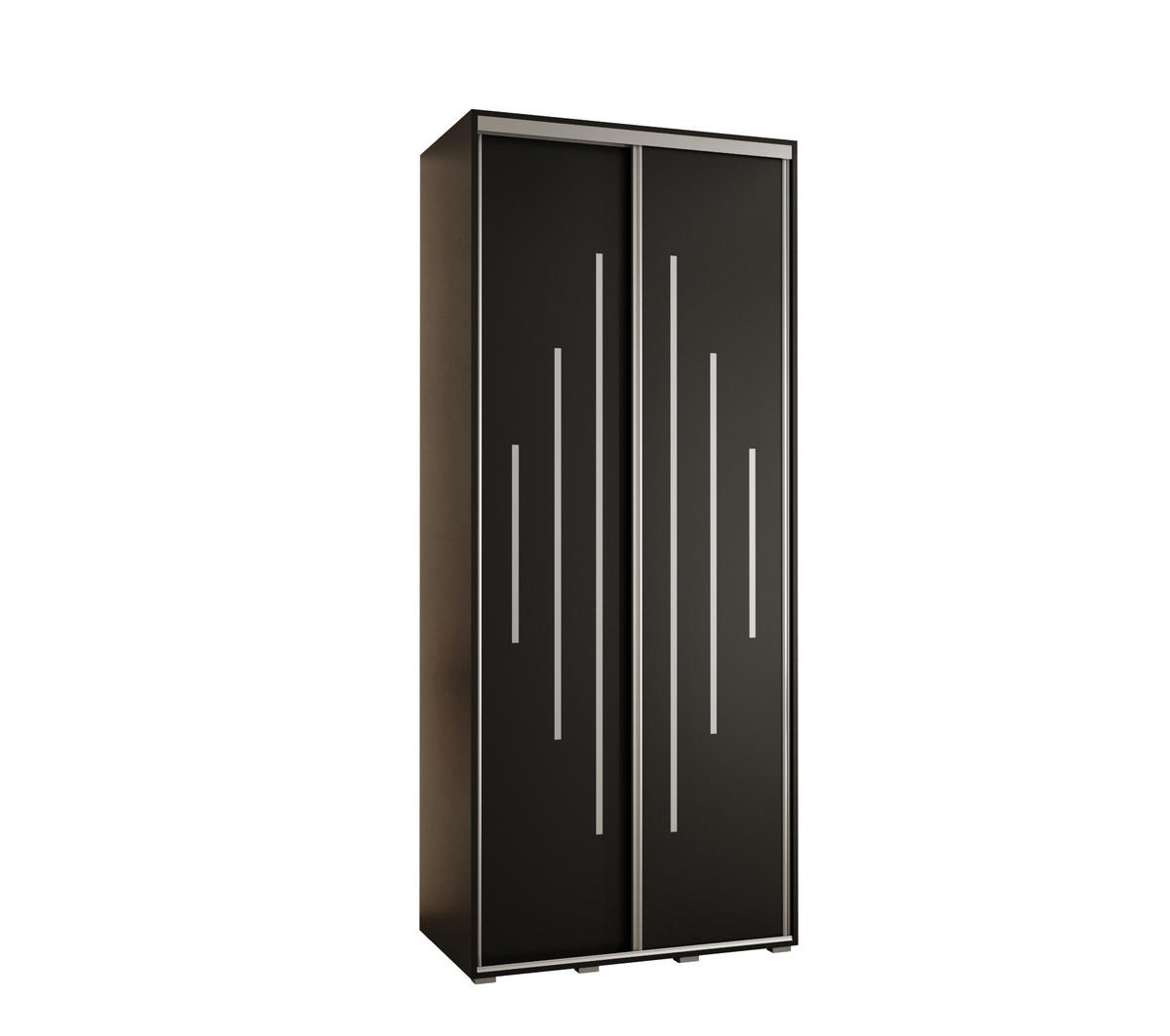 SCHWEBETÜRENSCHRANK 235,2/120/60 2-türig - Silberfarben/Schwarz, Holz/Metall (120/235/60cm) - Abiks Möbel