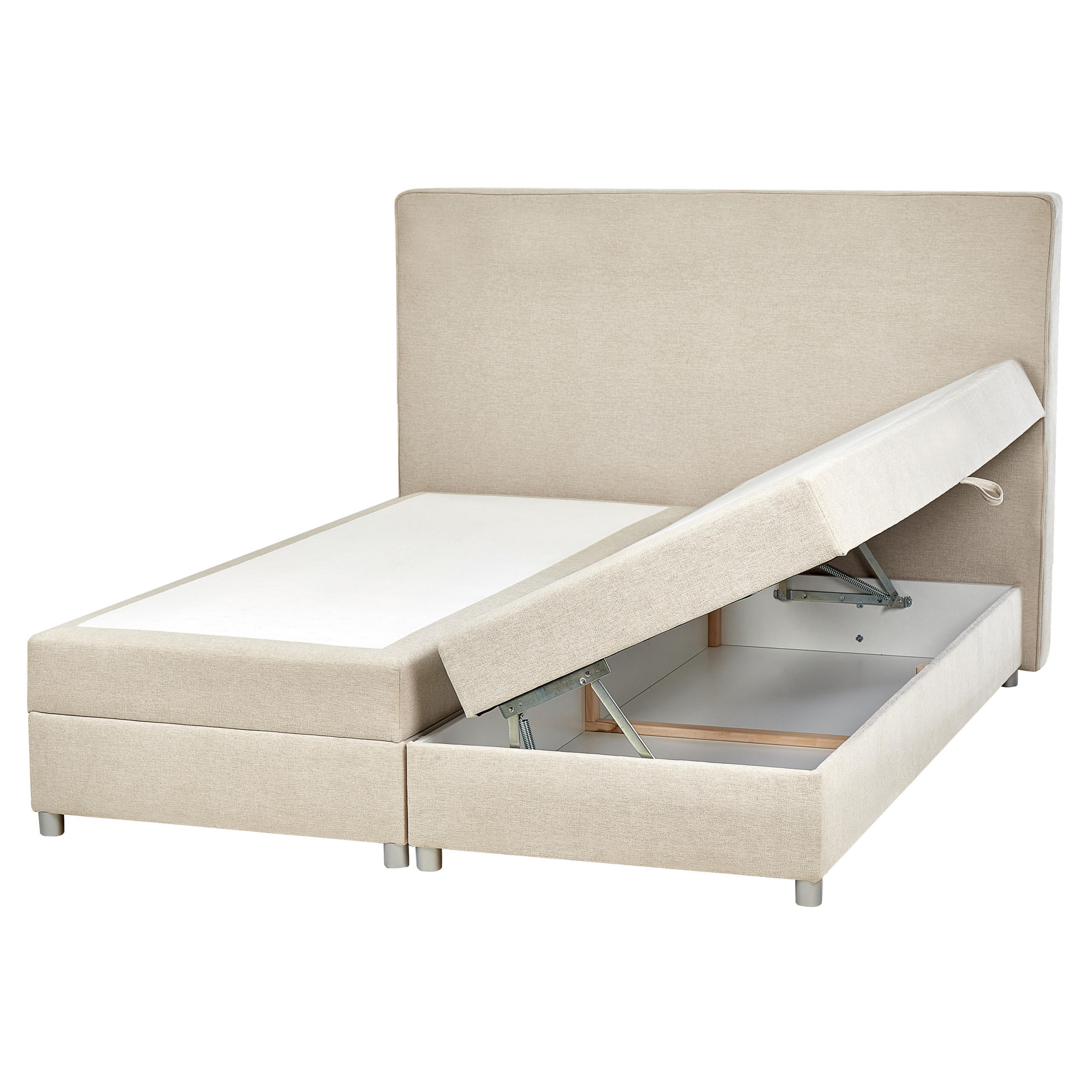 BOXSPRINGBETT 160/200cm Helles Beige Minister - Beige, Textil (160/200cm) - Beliani
