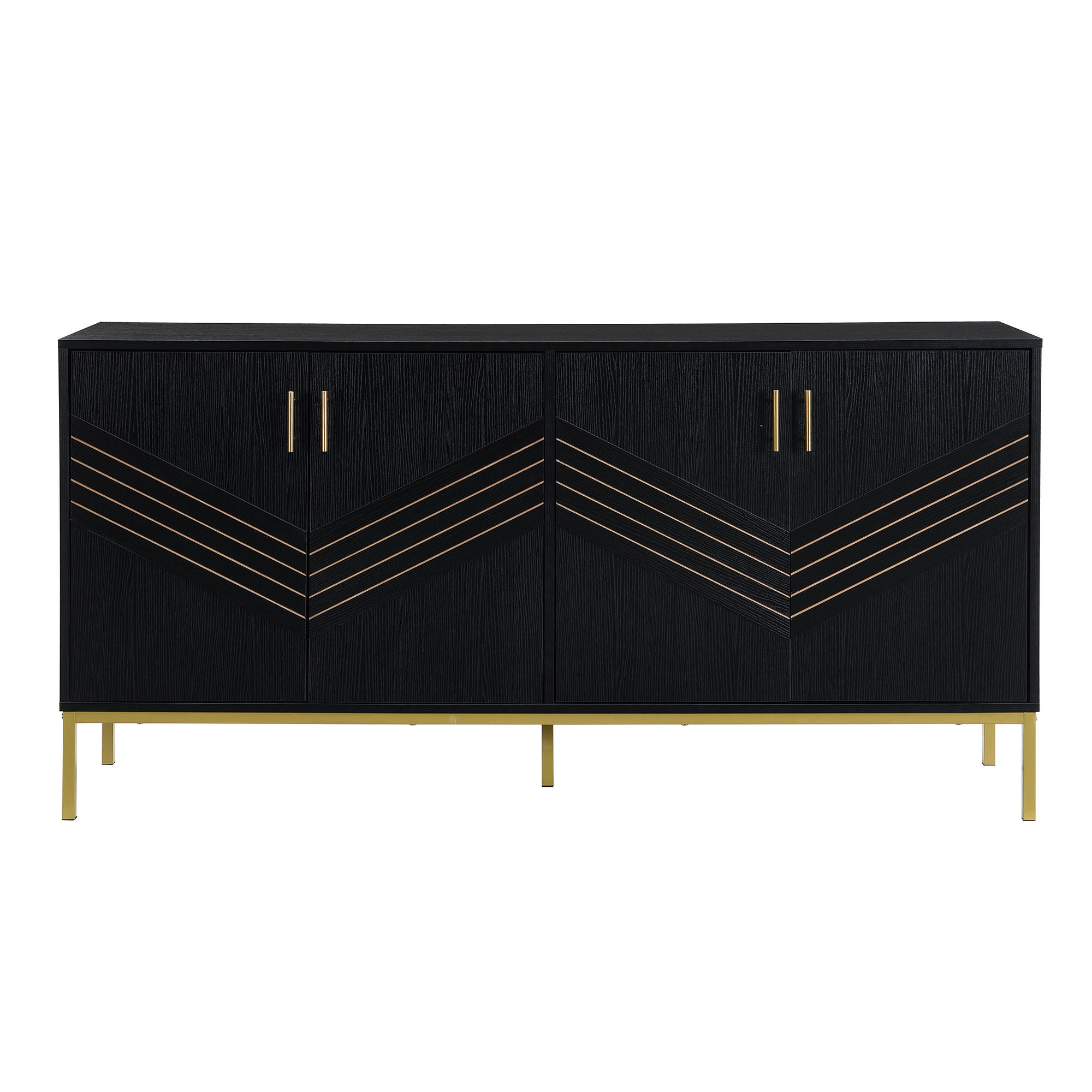 SIDEBOARD Schwarz 160/40/80,5 cm - Schwarz, Holzwerkstoff (160/80.5/40cm) - PANGIVO