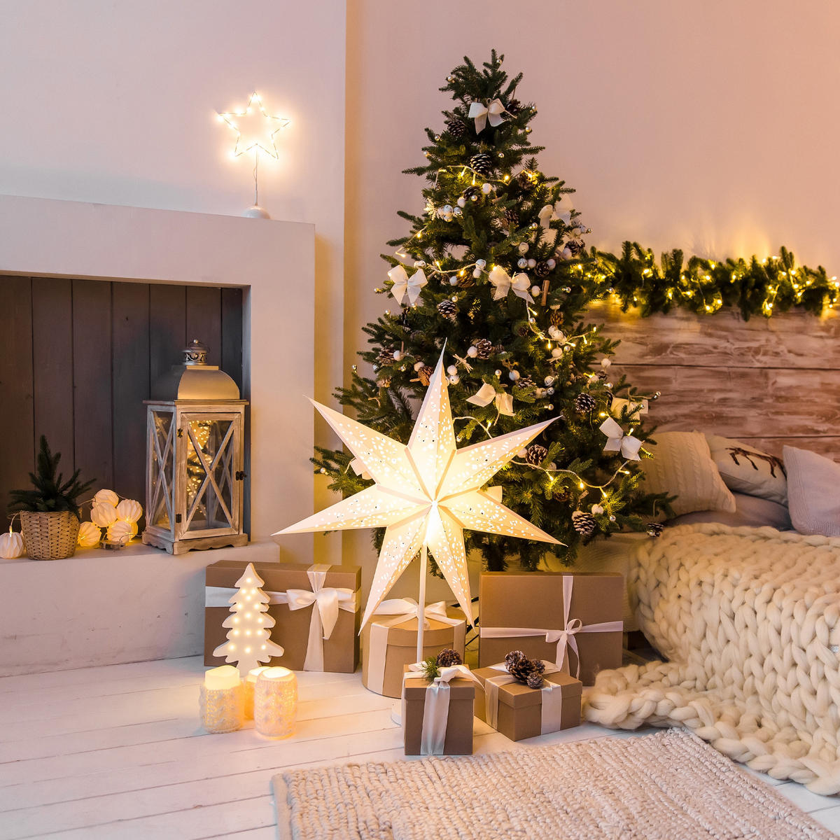 WEIHNACHTSBAUM Grün 135/135/240 cm - Grün, Kunststoff (240cm) - Mobili Rebecca