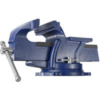 SCHRAUBSTOCK , 3 Anschraublöcher, blau - Blau, Metall (33/15/17cm) - tectake