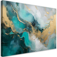 WANDBILD marmor abstrakt glamour gold türkis - Multicolor, Textil (60/40cm) - Feeby