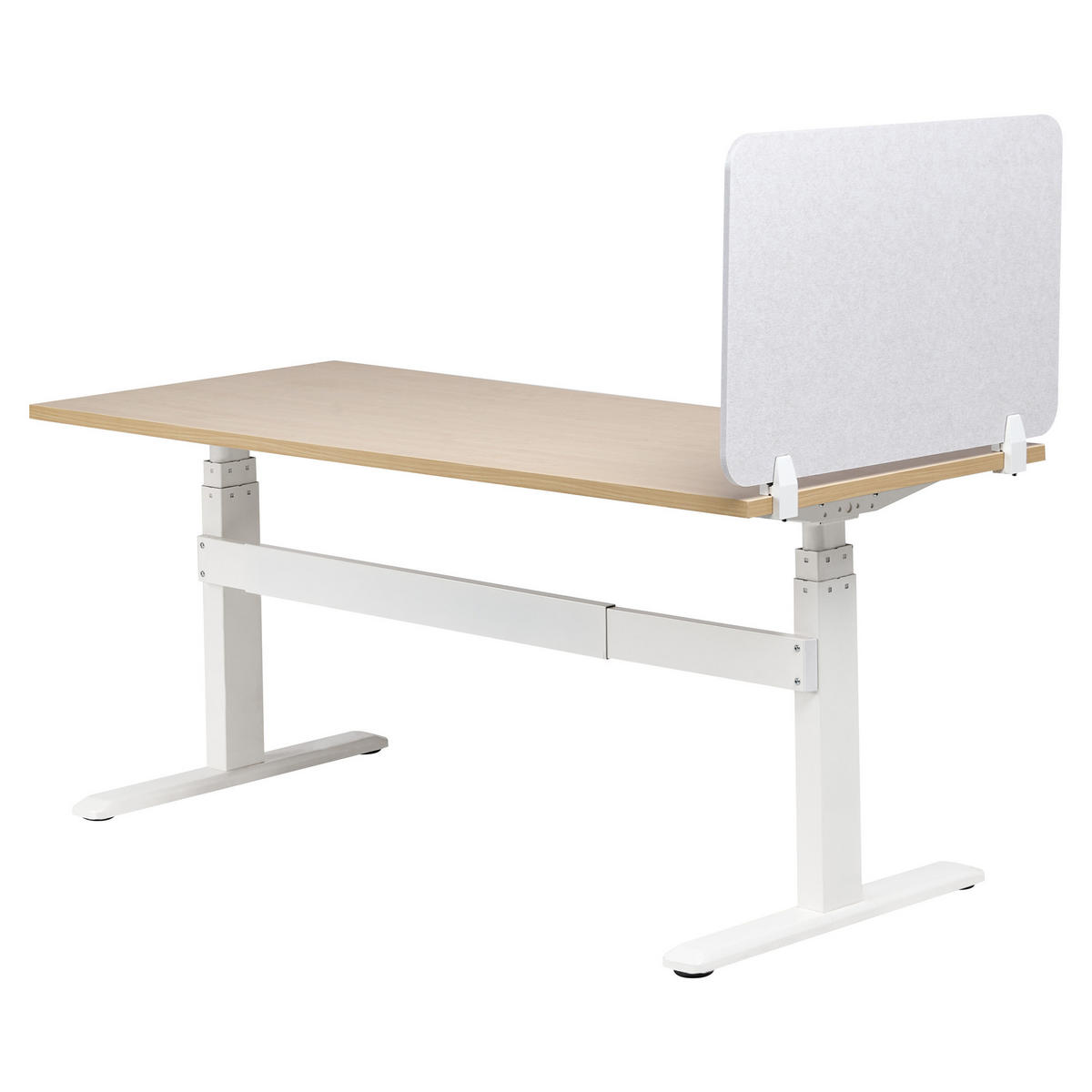 SCHREIBTISCHTRENNWAND Cremeweiß 80x1x50 Split - Creme, Kunststoff (1/80/50cm) - Beliani